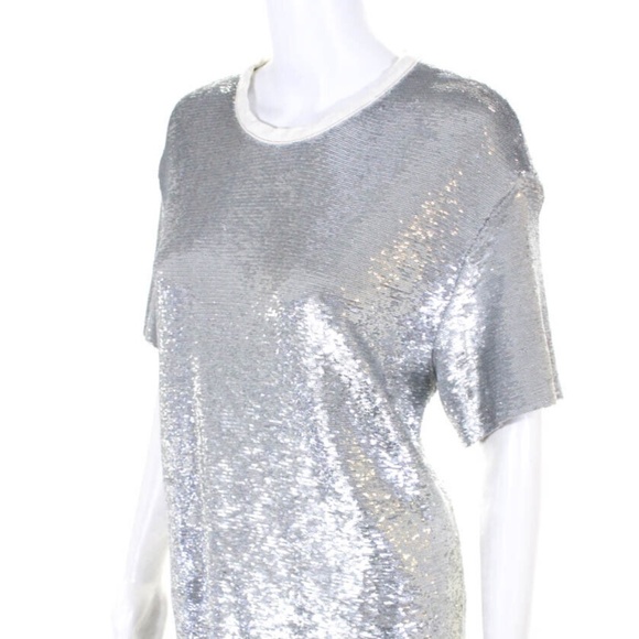IRO "Natesa" long sequin tee- silver size 34 - Picture 4 of 5
